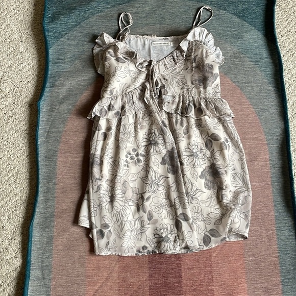 Abercrombie & Fitch Silk Floral Spaghetti Strap Dress White and Gray - Picture 7 of 10